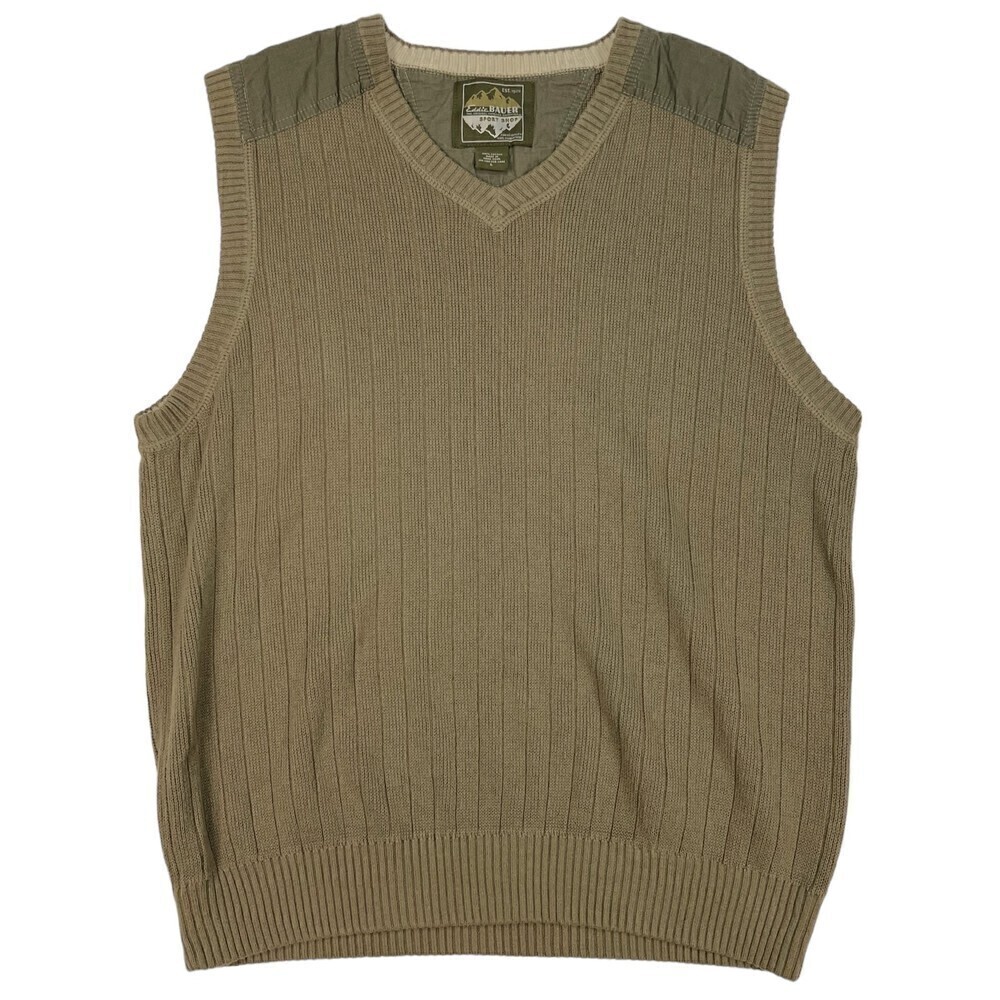 Eddie Bauer Sport Shop V-Neck Sweater Vest Olive Green Large